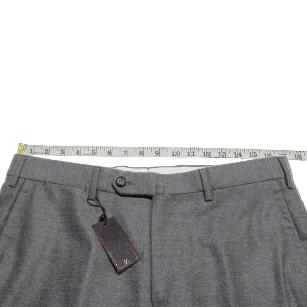 Isaia NWT Dress Pants Size 50 (US 34) Regular Fit in Gray Melange 100% Wool